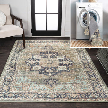 Maris Ornate Medallion Washable Area Rug